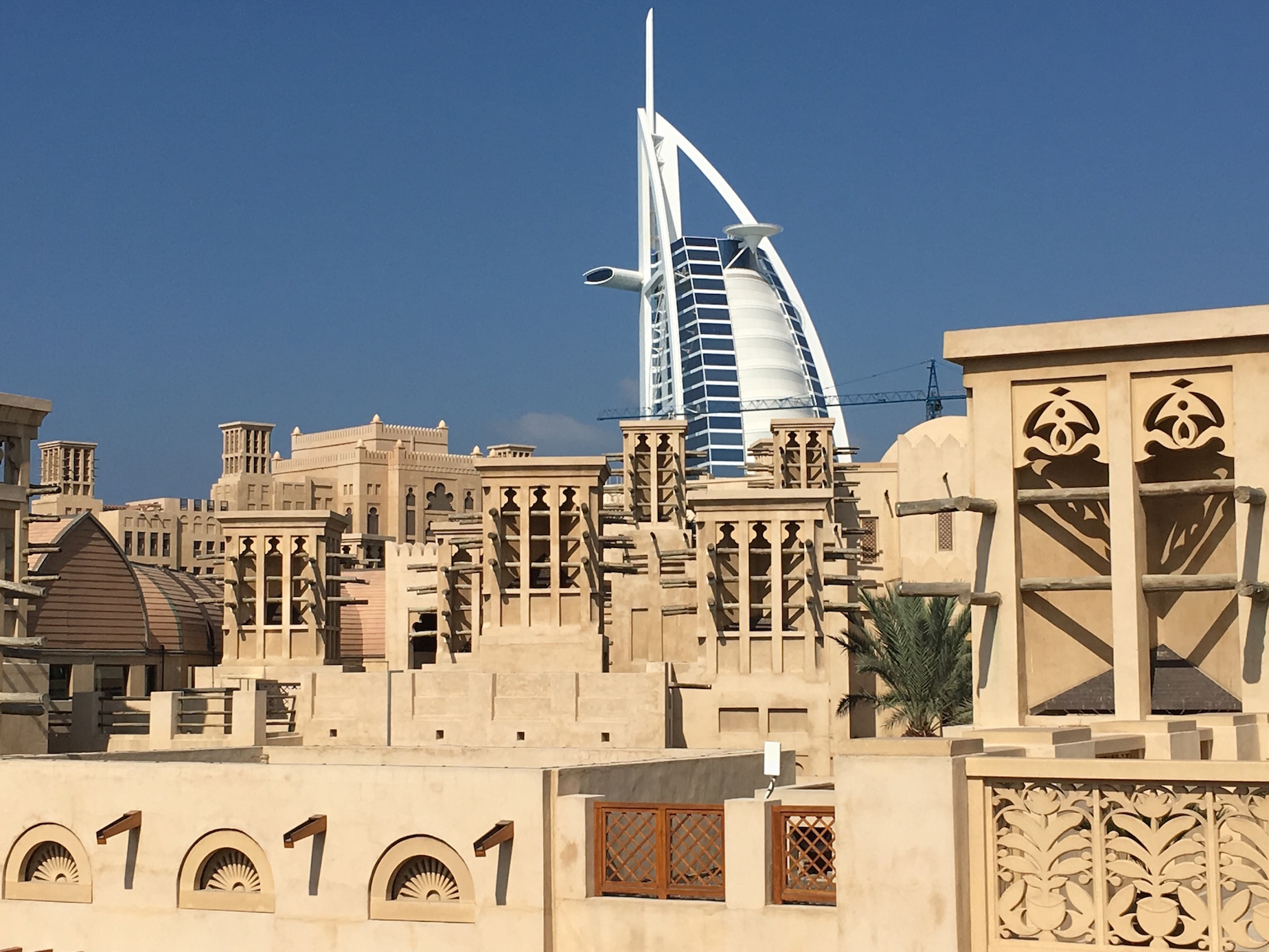 Burj al Arab profile behind Jumeirah Madinat